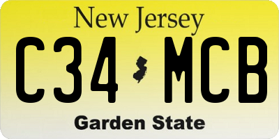 NJ license plate C34MCB