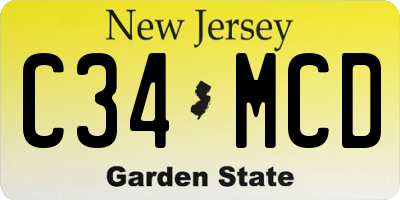 NJ license plate C34MCD
