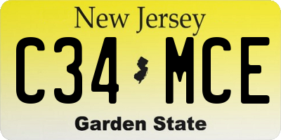 NJ license plate C34MCE