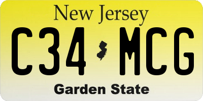 NJ license plate C34MCG