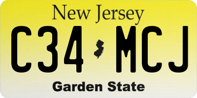 NJ license plate C34MCJ