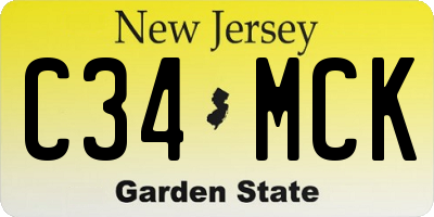 NJ license plate C34MCK