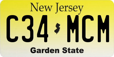 NJ license plate C34MCM
