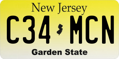 NJ license plate C34MCN