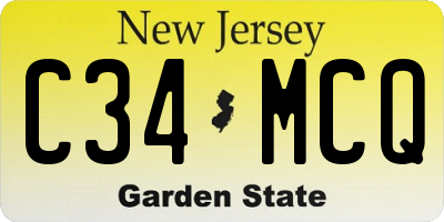 NJ license plate C34MCQ