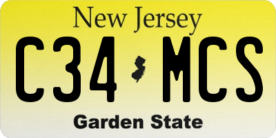 NJ license plate C34MCS