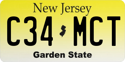 NJ license plate C34MCT