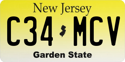 NJ license plate C34MCV