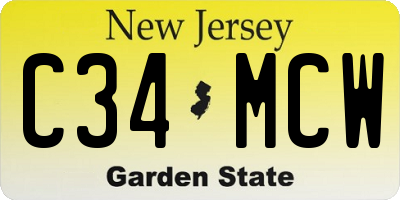 NJ license plate C34MCW