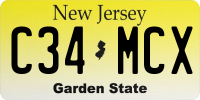 NJ license plate C34MCX
