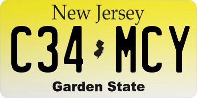 NJ license plate C34MCY