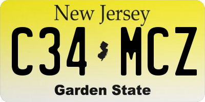 NJ license plate C34MCZ