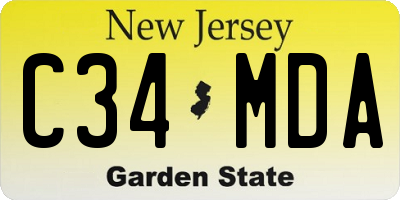 NJ license plate C34MDA