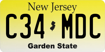 NJ license plate C34MDC