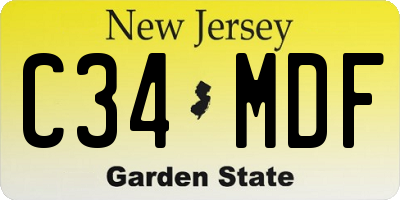 NJ license plate C34MDF