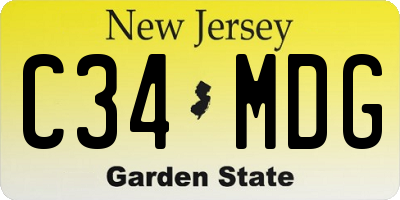 NJ license plate C34MDG