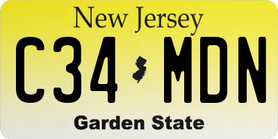 NJ license plate C34MDN