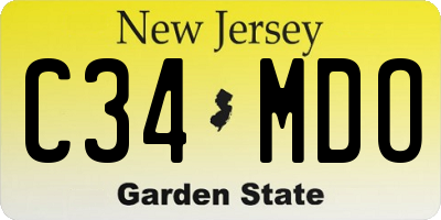 NJ license plate C34MDO