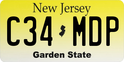 NJ license plate C34MDP