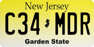 NJ license plate C34MDR