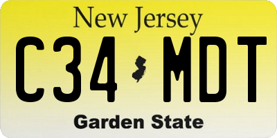 NJ license plate C34MDT