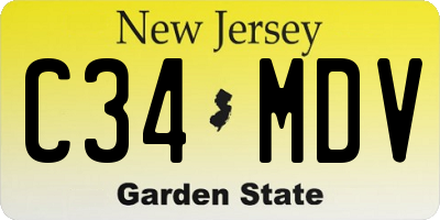 NJ license plate C34MDV