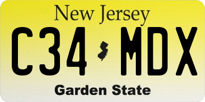 NJ license plate C34MDX