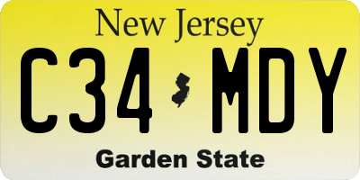 NJ license plate C34MDY