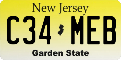 NJ license plate C34MEB