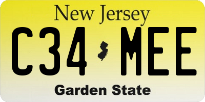 NJ license plate C34MEE