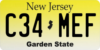 NJ license plate C34MEF