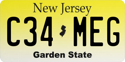 NJ license plate C34MEG