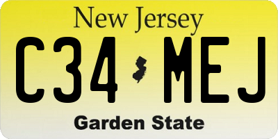 NJ license plate C34MEJ
