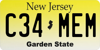 NJ license plate C34MEM