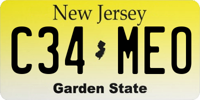 NJ license plate C34MEO