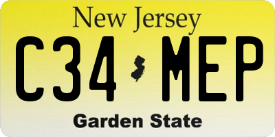 NJ license plate C34MEP