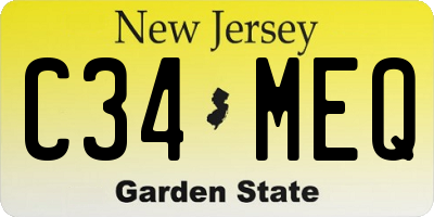NJ license plate C34MEQ