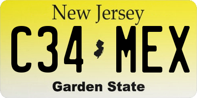 NJ license plate C34MEX
