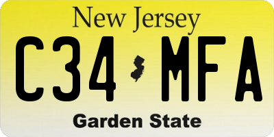 NJ license plate C34MFA