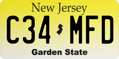 NJ license plate C34MFD
