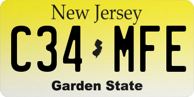 NJ license plate C34MFE