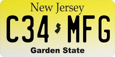 NJ license plate C34MFG