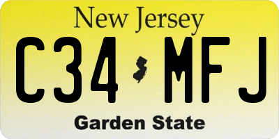 NJ license plate C34MFJ