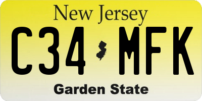 NJ license plate C34MFK
