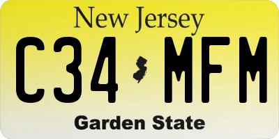 NJ license plate C34MFM