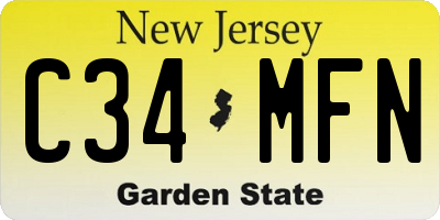 NJ license plate C34MFN