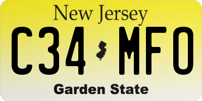 NJ license plate C34MFO