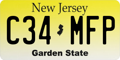 NJ license plate C34MFP