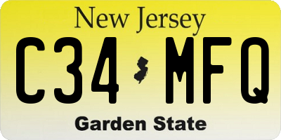 NJ license plate C34MFQ
