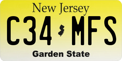 NJ license plate C34MFS